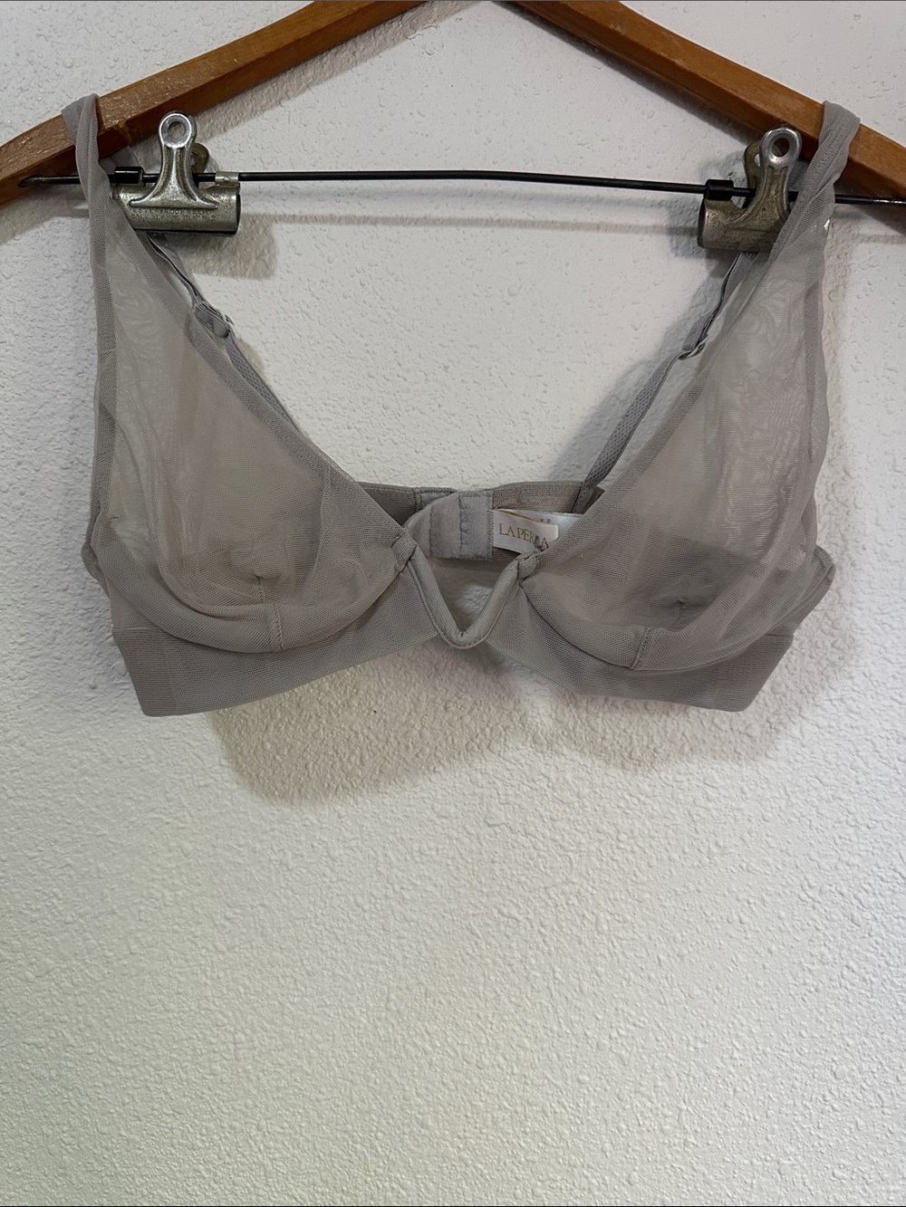 La Perla Sheer Mesh Underwire Bra in Light Gray